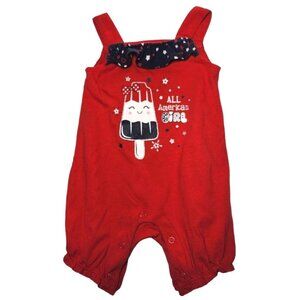 All American Girl Fourth of July Romper Red White Blue Popsicle Summer 6-9 Month